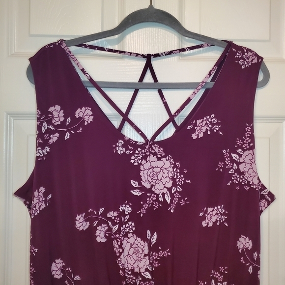 Maurices Floral Strappy Neck Maxi Dress Sz 0X - Picture 3 of 10